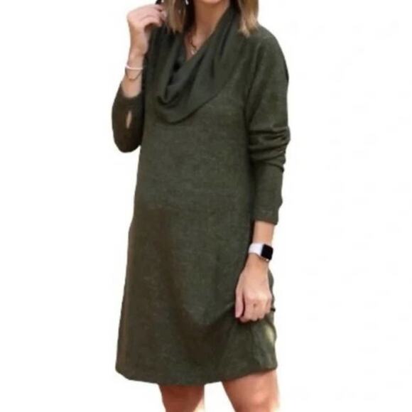 Cabi #4016 Olive Green Solace Cowl Neck Cinch Back Preppy Comfy Dress Size Small - Picture 6 of 14